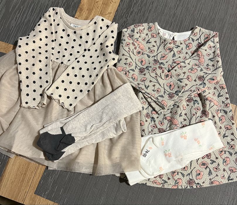 Дві дитячі сукні ZARA 80 розміру ( колготи HM до них у подарунок)