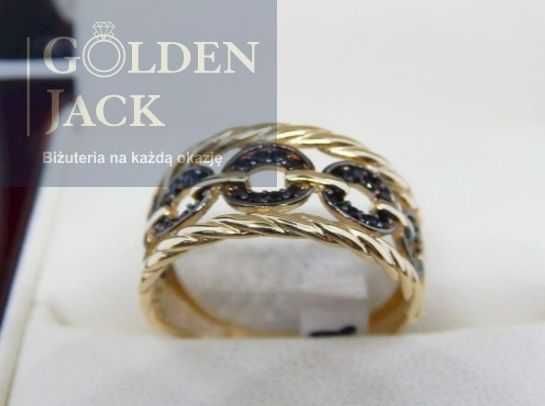 Złoty pierścionek obrączka z cyrkoniami złoto pr. 585 rozmiar 17 3,0 g