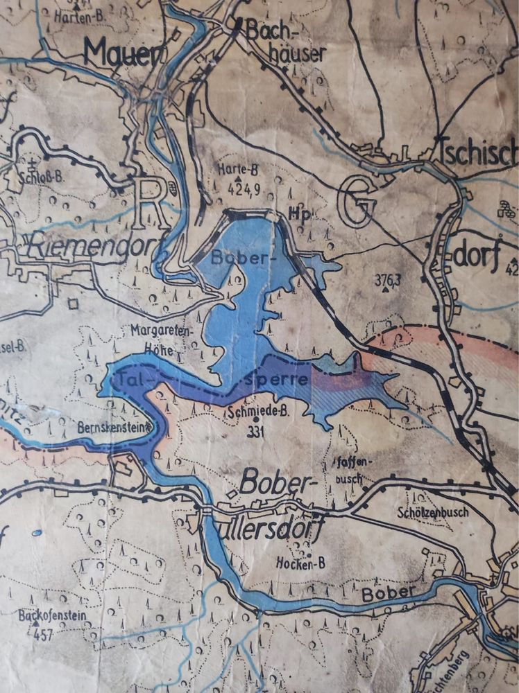 Poniemiecka mapa kotliny Jeleniogórskiej.