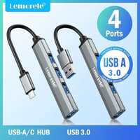 USB хаб Lemorele USB-A / USB-C - 4USB3.0 OTG 4Port 11cm / 22cm
