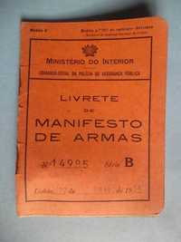 Livrete de Manifesto de Armas de 1954 (Comando Geral da PSP)