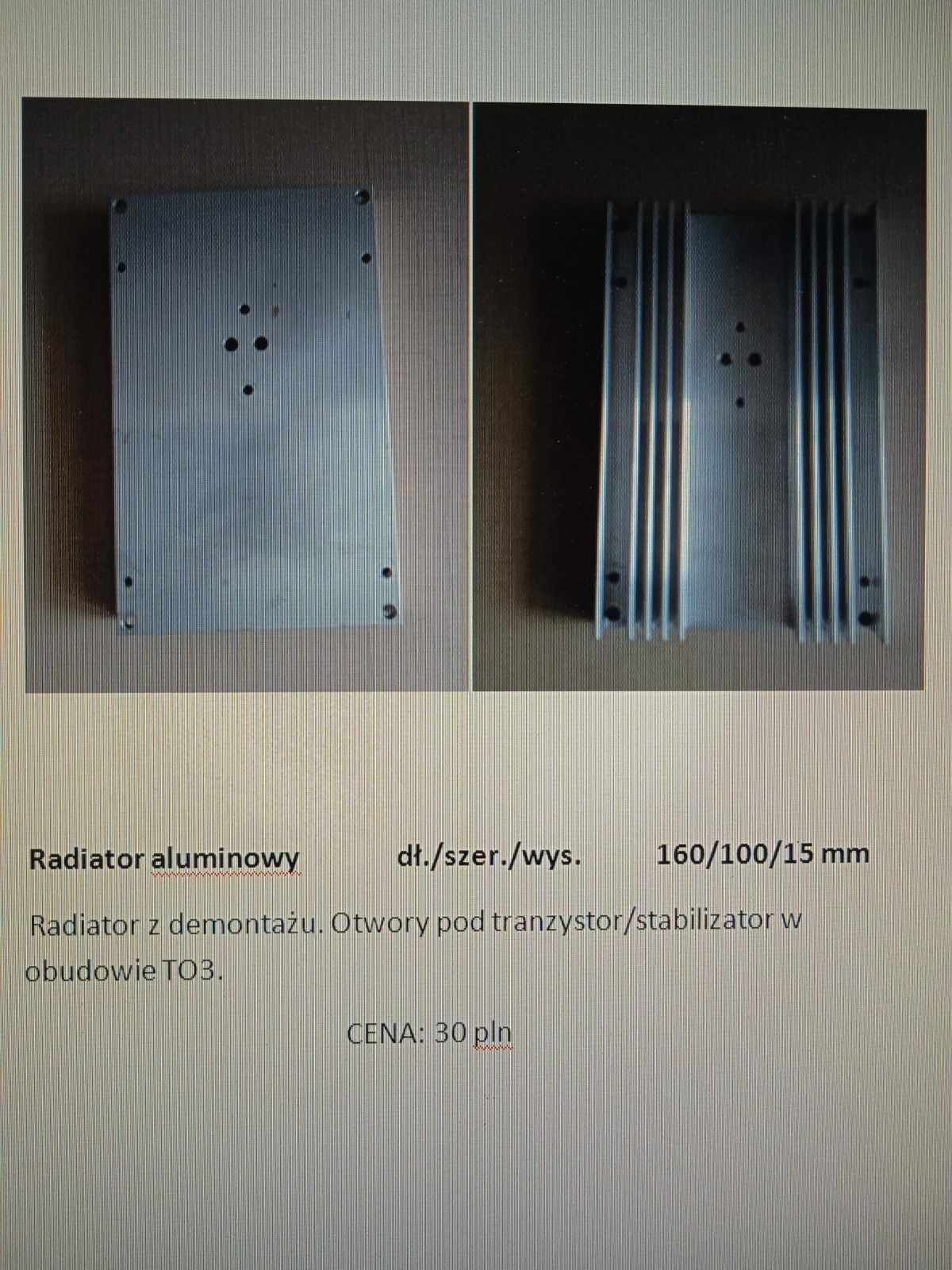 Radiatory aluminiowe  160/100/15 mm