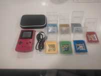 Conjunto Gameboy Color vermelho com 7 jogos Pokémon cabo link e bolsa