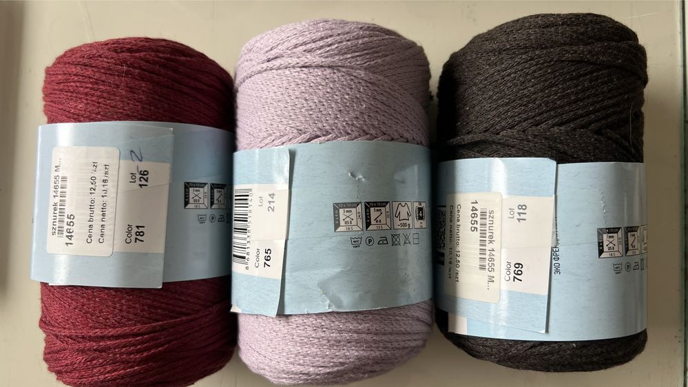 Macrame cotton YarnArt sznurek 2mm 4 sztuki