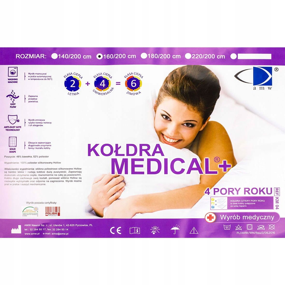 Kołdra spinana 200x220 Medical 4 Pory Roku biała