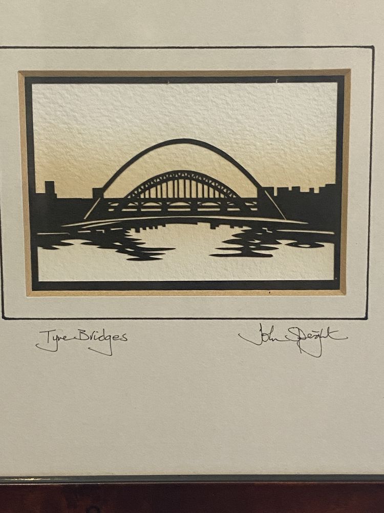 Grafika orginalna praca Johna Speighta mosty Tyne