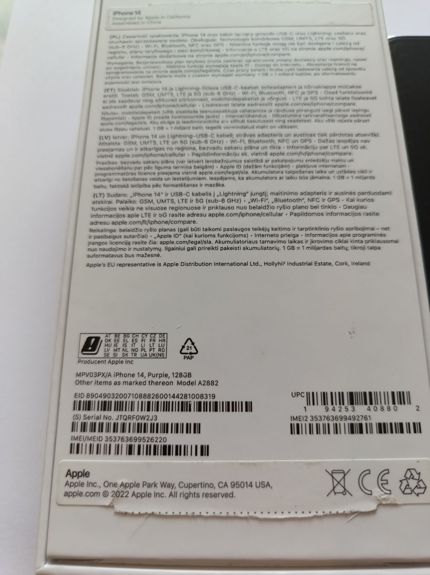 IPhone 14 128GB purple 89%kondycja Gwarancja 3 miesiące