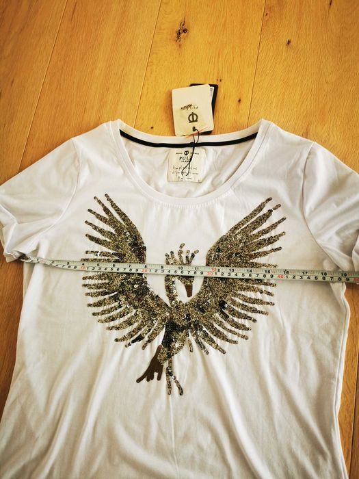 Bluzka damska tshirt PULZ biała cekiny L NOWA