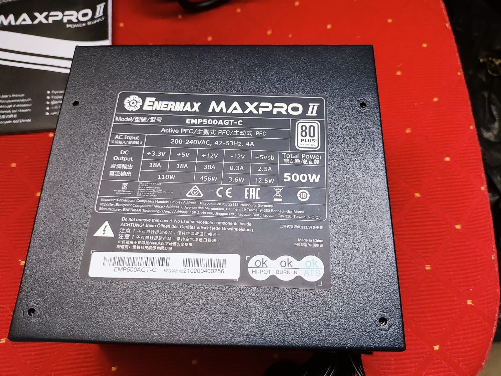 Zasilacz do Komputera PC do skrzynki ATX Enermax MaxPro II 500W