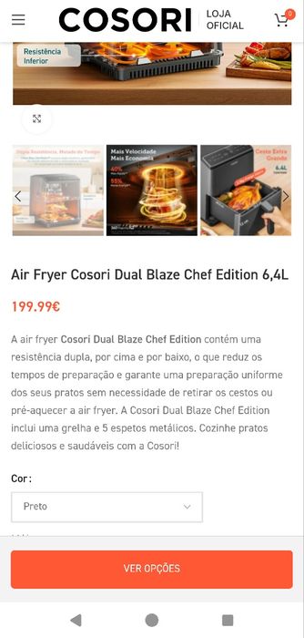 Air Fryer Cosori Dual Blaze Chef Edition 6.4 litre smart