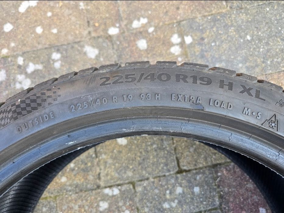 Opony 19"  continental 225/40 i 255/35 R19 XL – komplet, stan bdb,