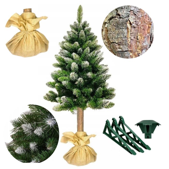 Choinka Sztuczna na Pniu Sosna Diamentowa Ośnieżona Gęsta 180 cm