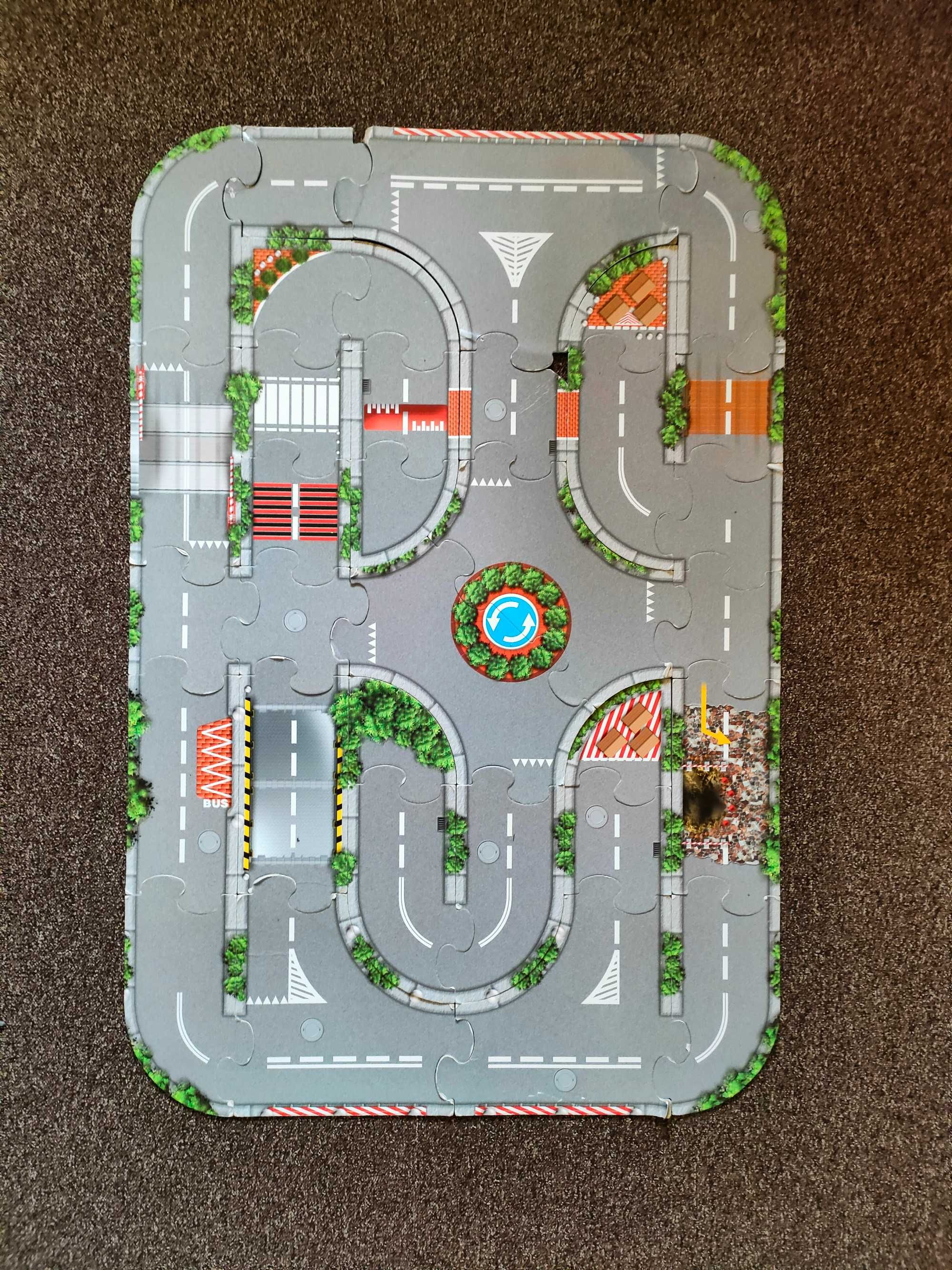 Droga tekturowa na resoraki  - Puzzle do składania, parking, samochody