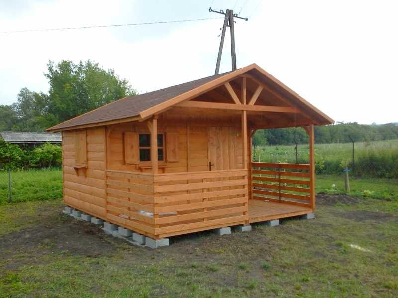 Domek drewniany z tarasem 4x5m  rekreacyjny. Idealny na działkę do 35m