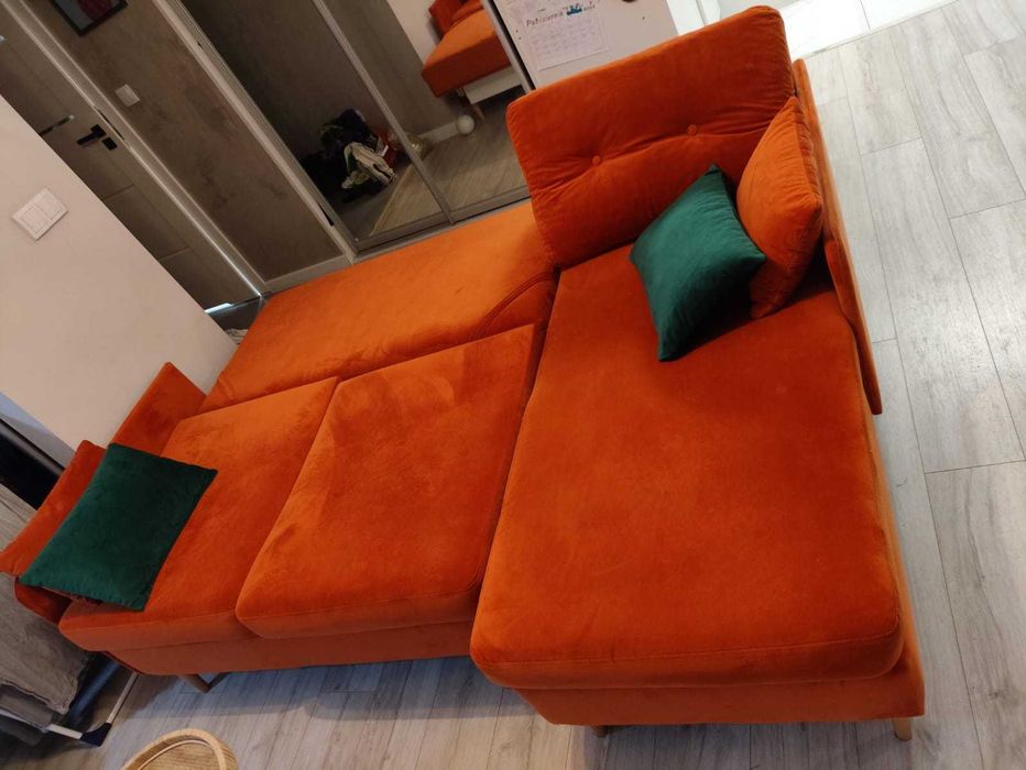 Narożnik - kanapa rozkładany pomarańczow - do NEGOCJACJI