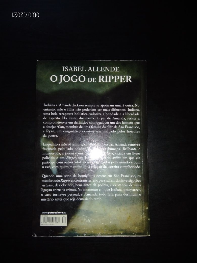 Livro "O Jogo de Ripper" de Isabel Allende