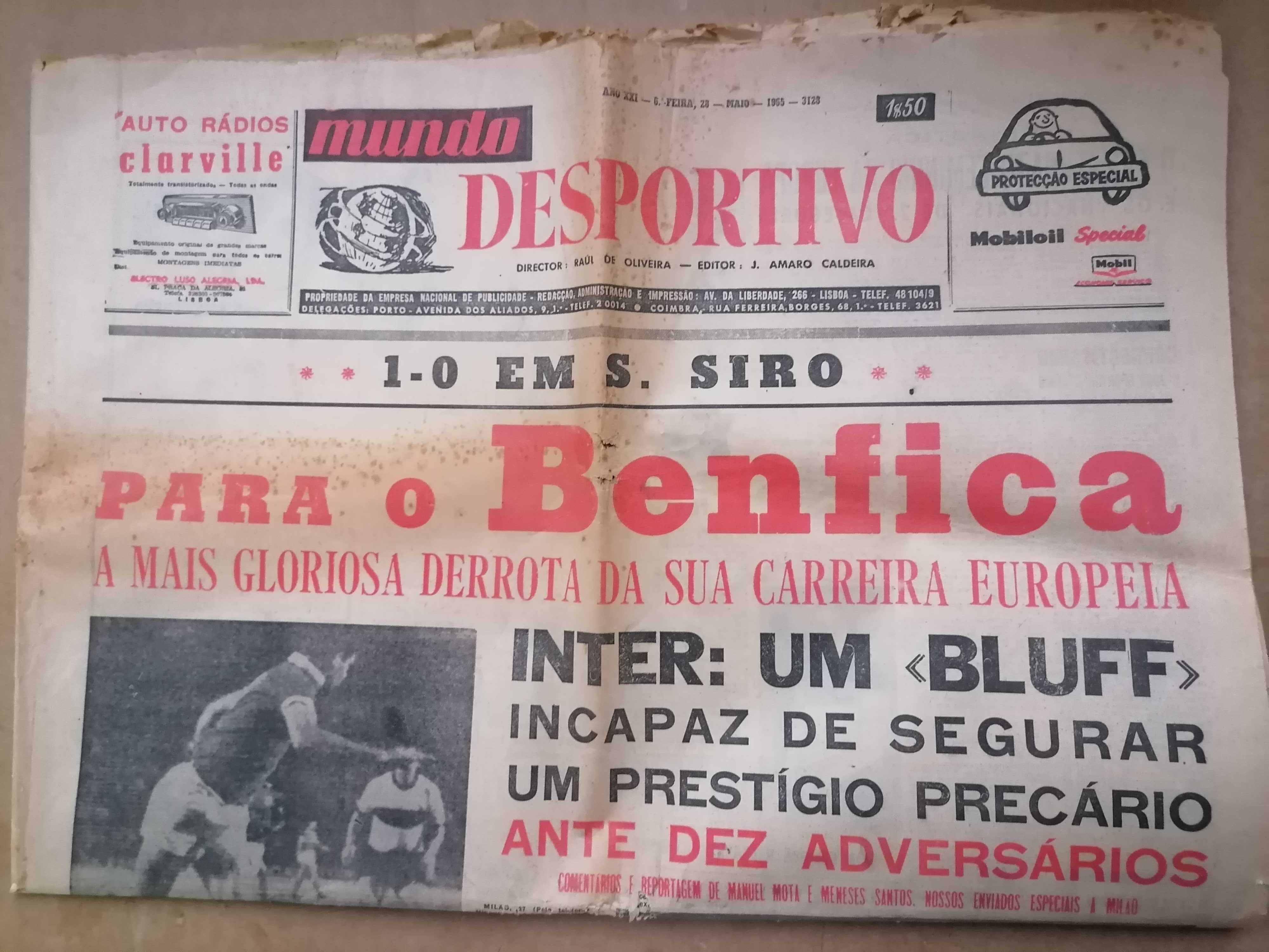 Final BENFICA vs INTER Taça Campeões Europeus 1964/65 Mundo Desportivo