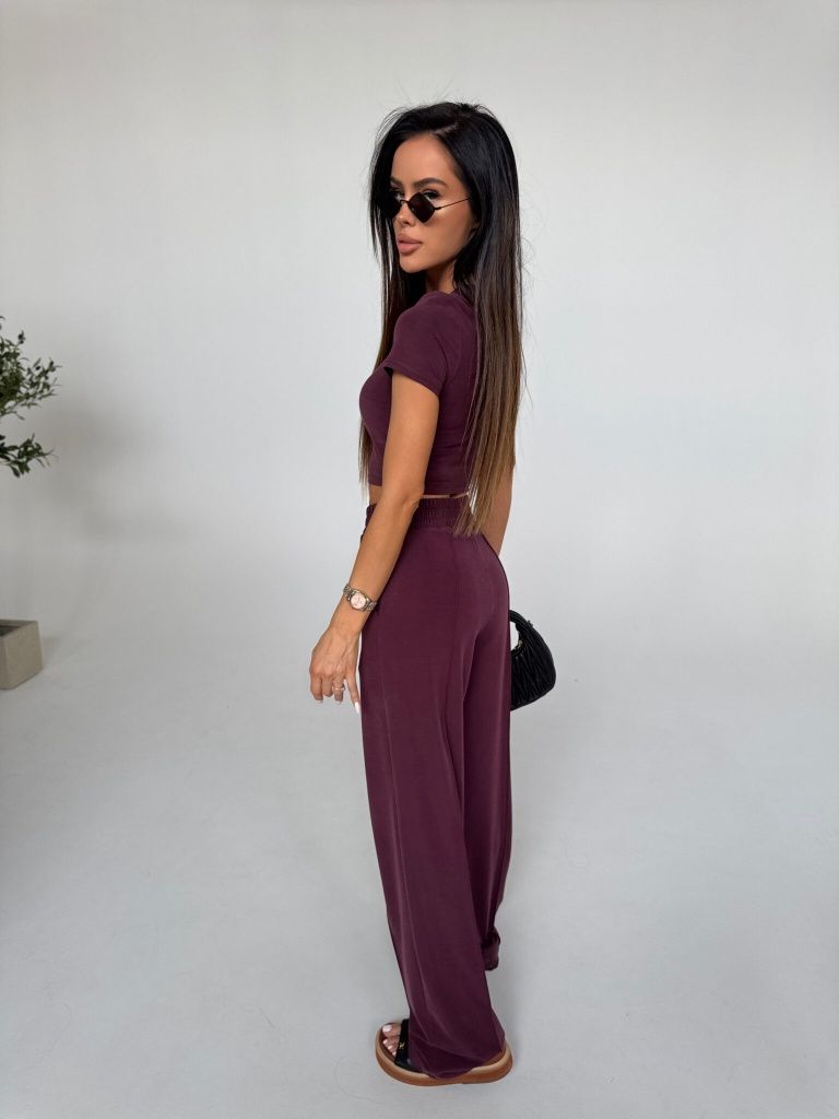 Komplet PRIVATE bordo LA MANUEL top +spodnie S/36