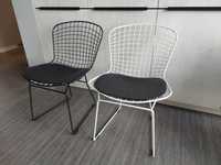 krzesło, zestaw 2 krzeseł loft, białe i czarne, metalowe, ażurowe
