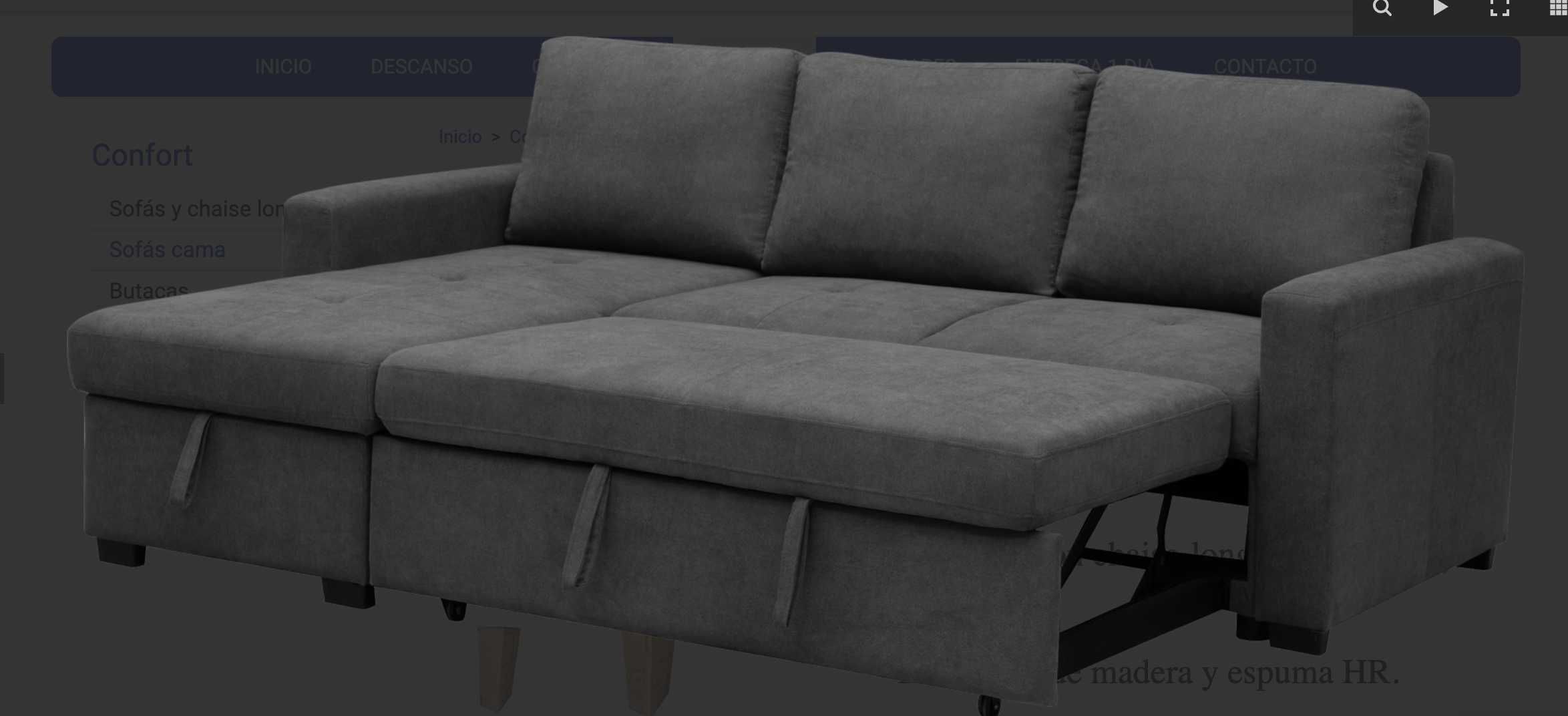 Sofá-cama com chaise longue com arrumaçao - Paton