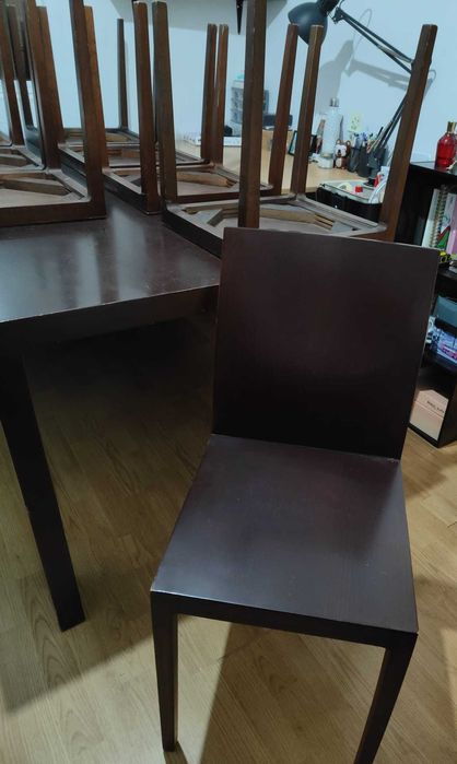 Mesa de jantar + 8 cadeiras madeira maciça