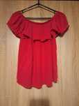 Hiszpanka cropp z rękawami crop top kolor malinowy