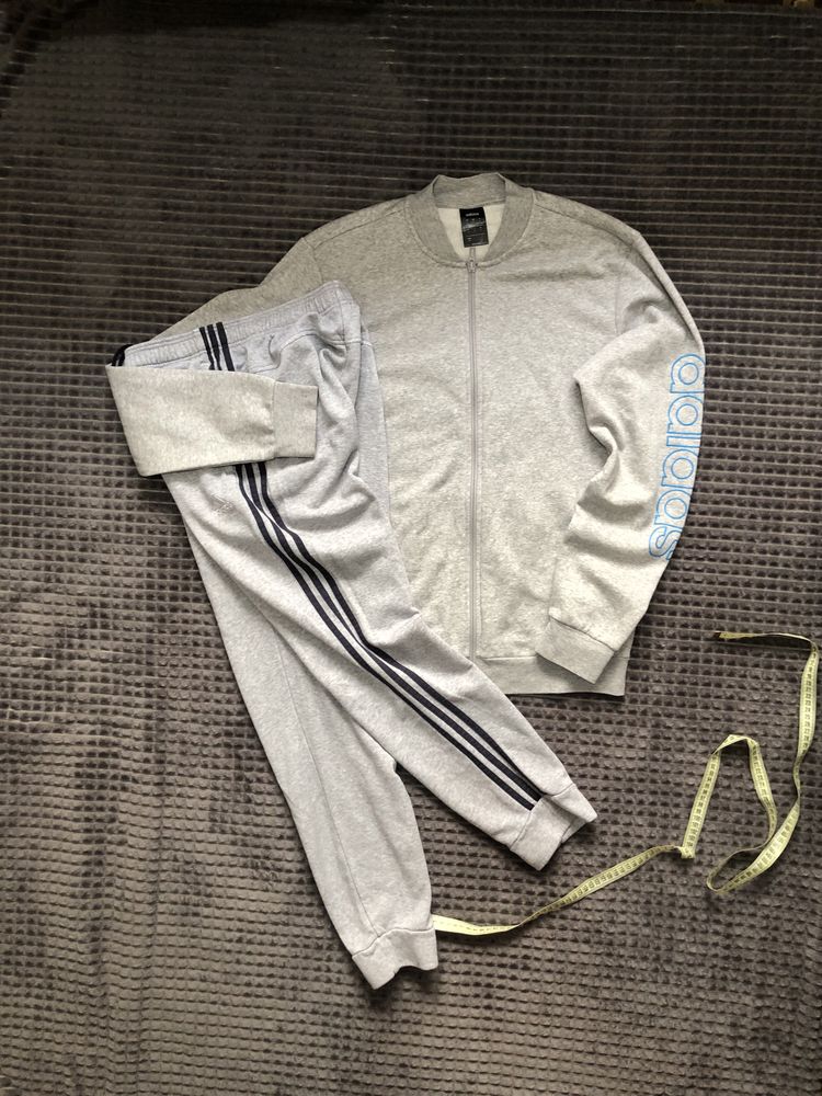 ADIDAD ESSENTIALS (M) спортивный костюм мужской серый флис оригинал