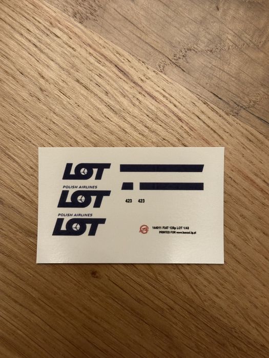 Kalkomania PLL LOT Fiat 125p 1/43