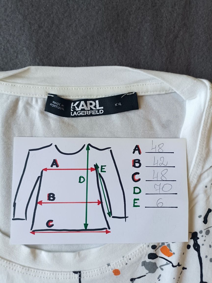 Karl Lagerfeld roz M - L damska bluzka koszulka t-shirt elastyczna