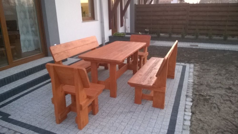 Meble ogrodowe komplet ławki krzesła stół z litego drewna 180 cm !
