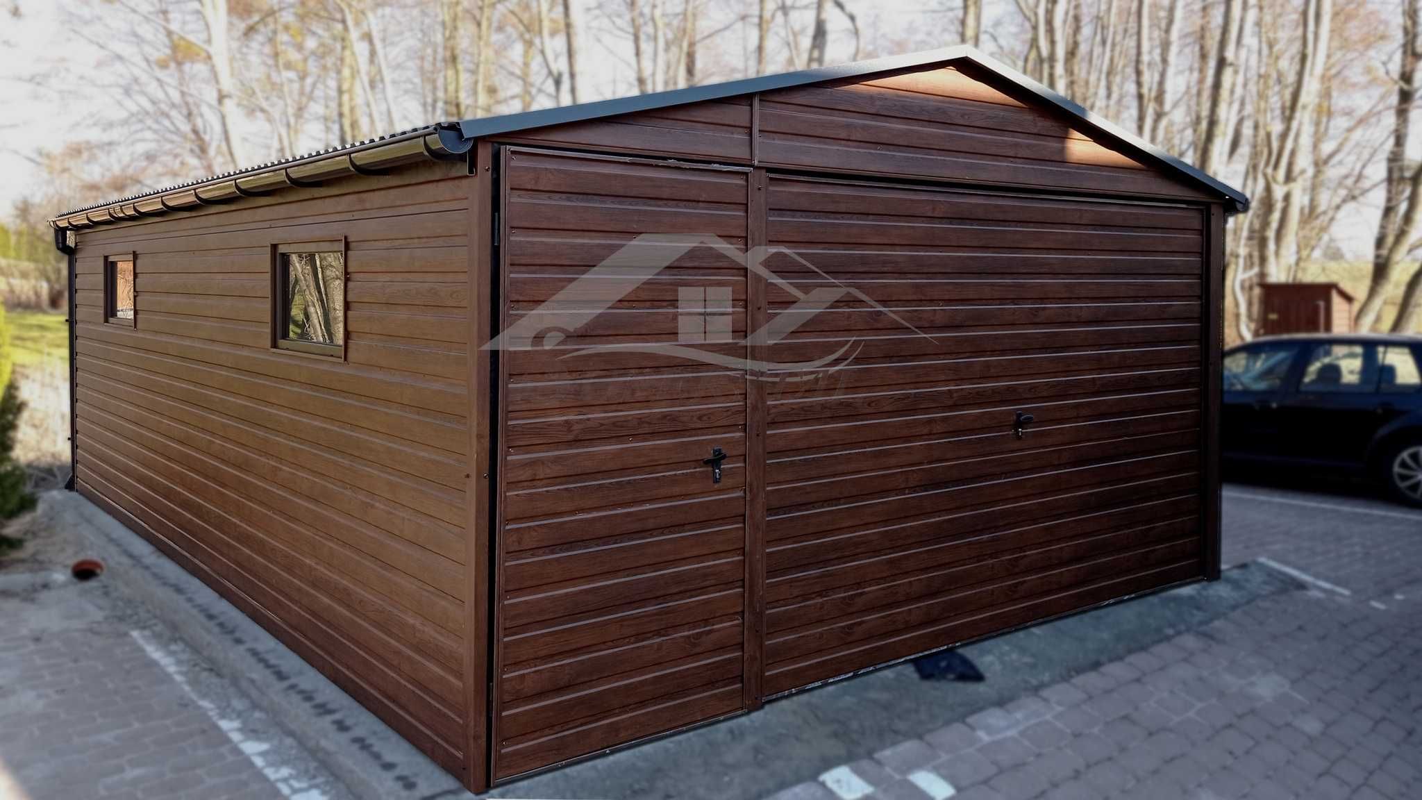 Garaż blaszany drewnopodobny na wymiar 4x5 4x6 4x7 5x5 5x6 5x7 6x5 6x6