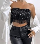 Czarny crop top bandeau opaska Allurite M