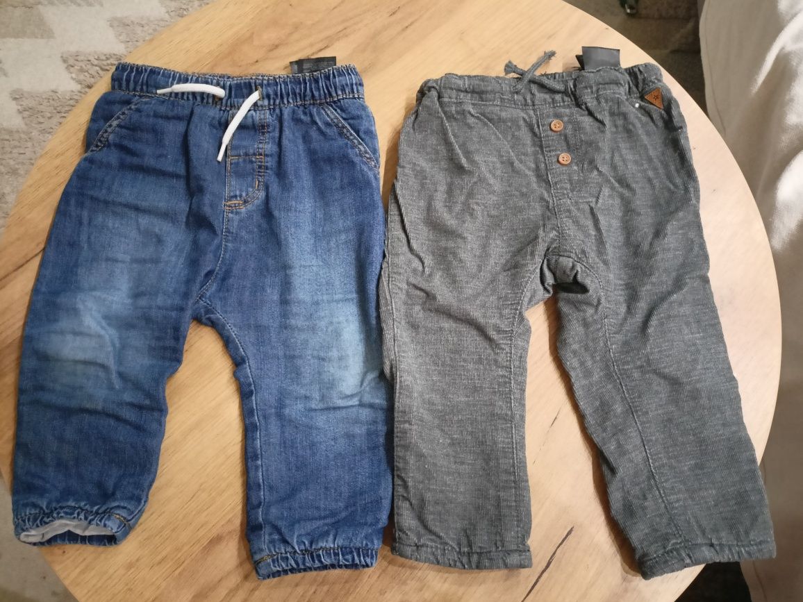 Dwie pary spodni ocieplanych # sztruks # jeans