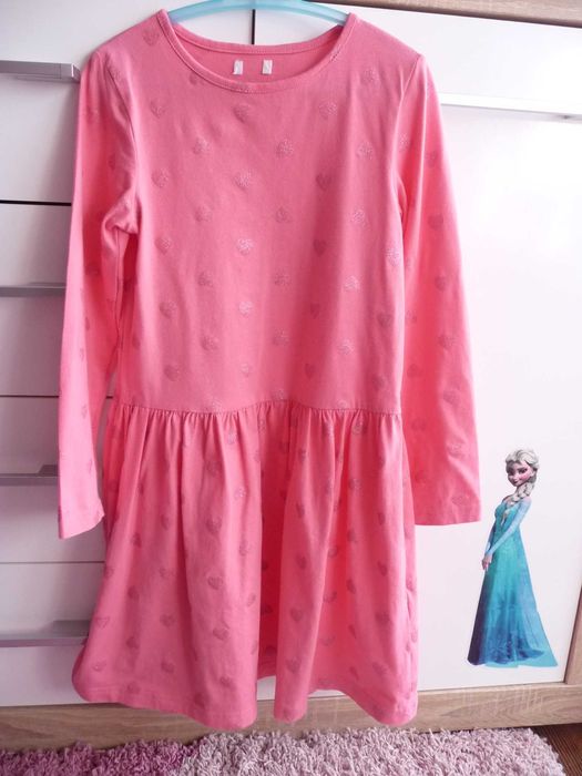 Sukieneczka dziewczęca w serca z brokatu rozm. 122