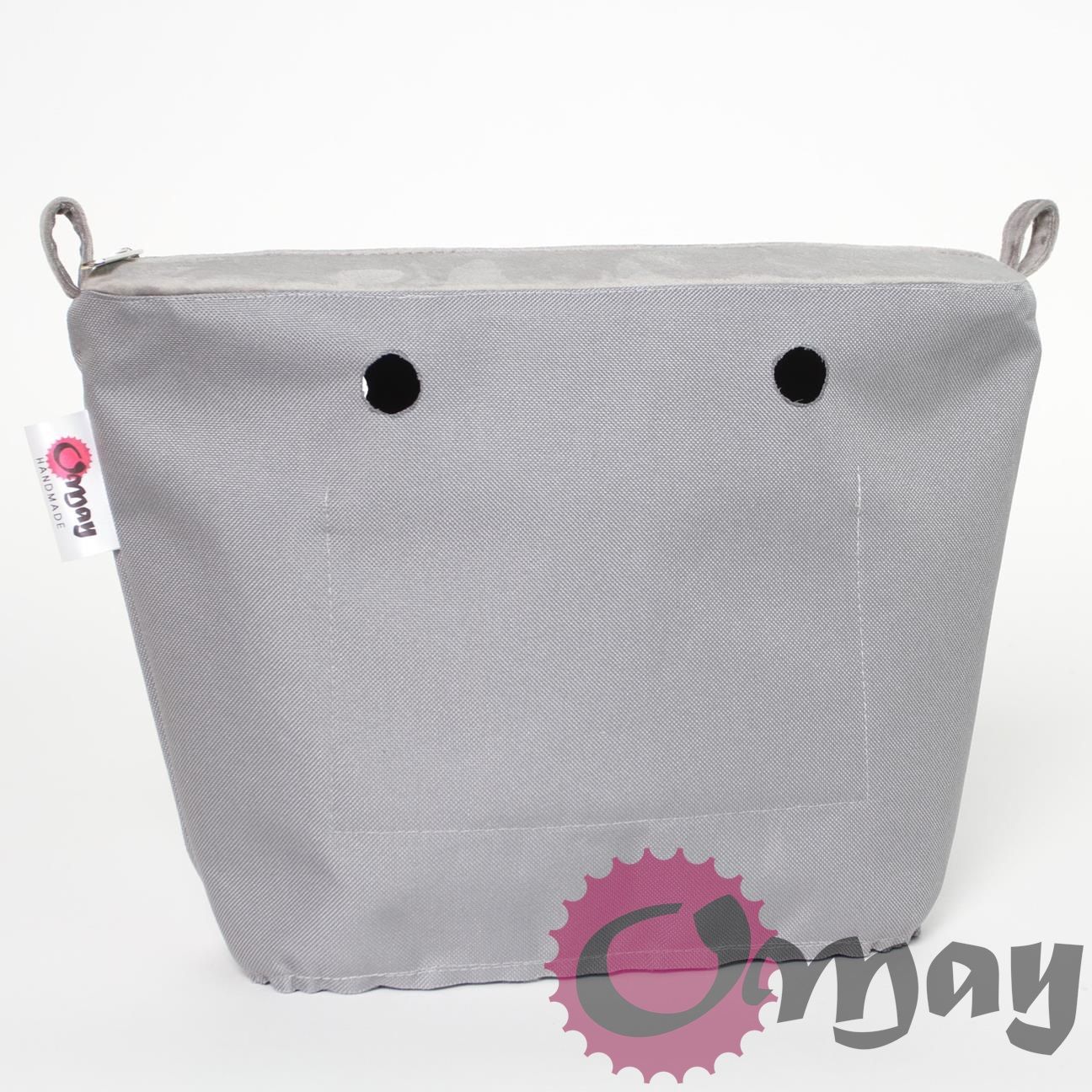 organizer OBAG MINI velvet szary welur wkład 2 kieszenie OMAY