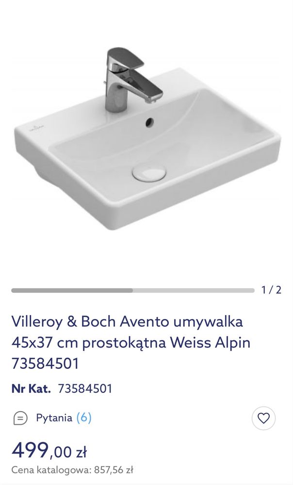 Villeroy and Boch Avento umywalka 45x37cm