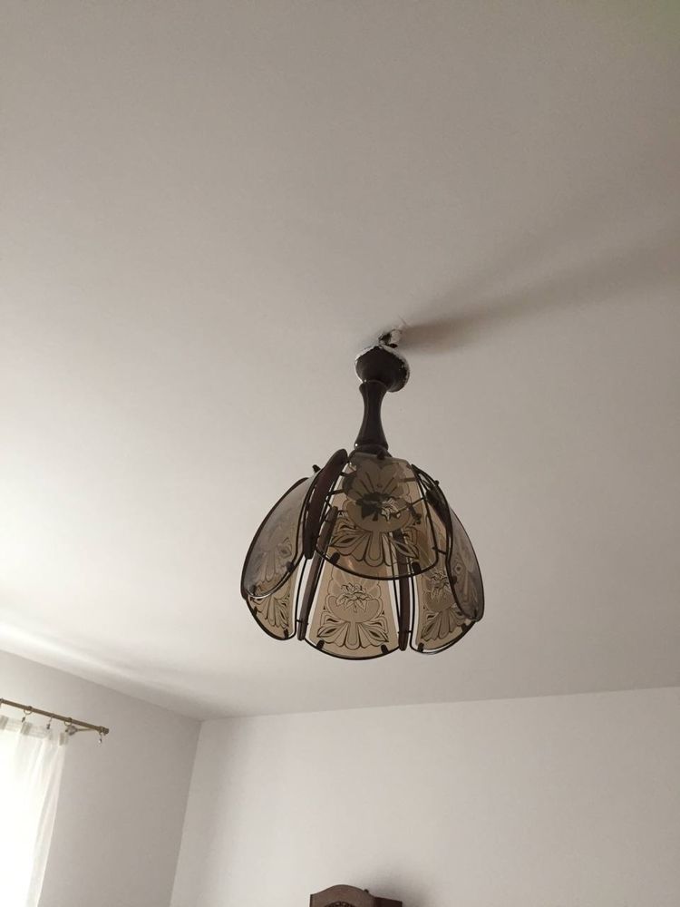Zestaw lamp szkło malowane wisząca i stojąca