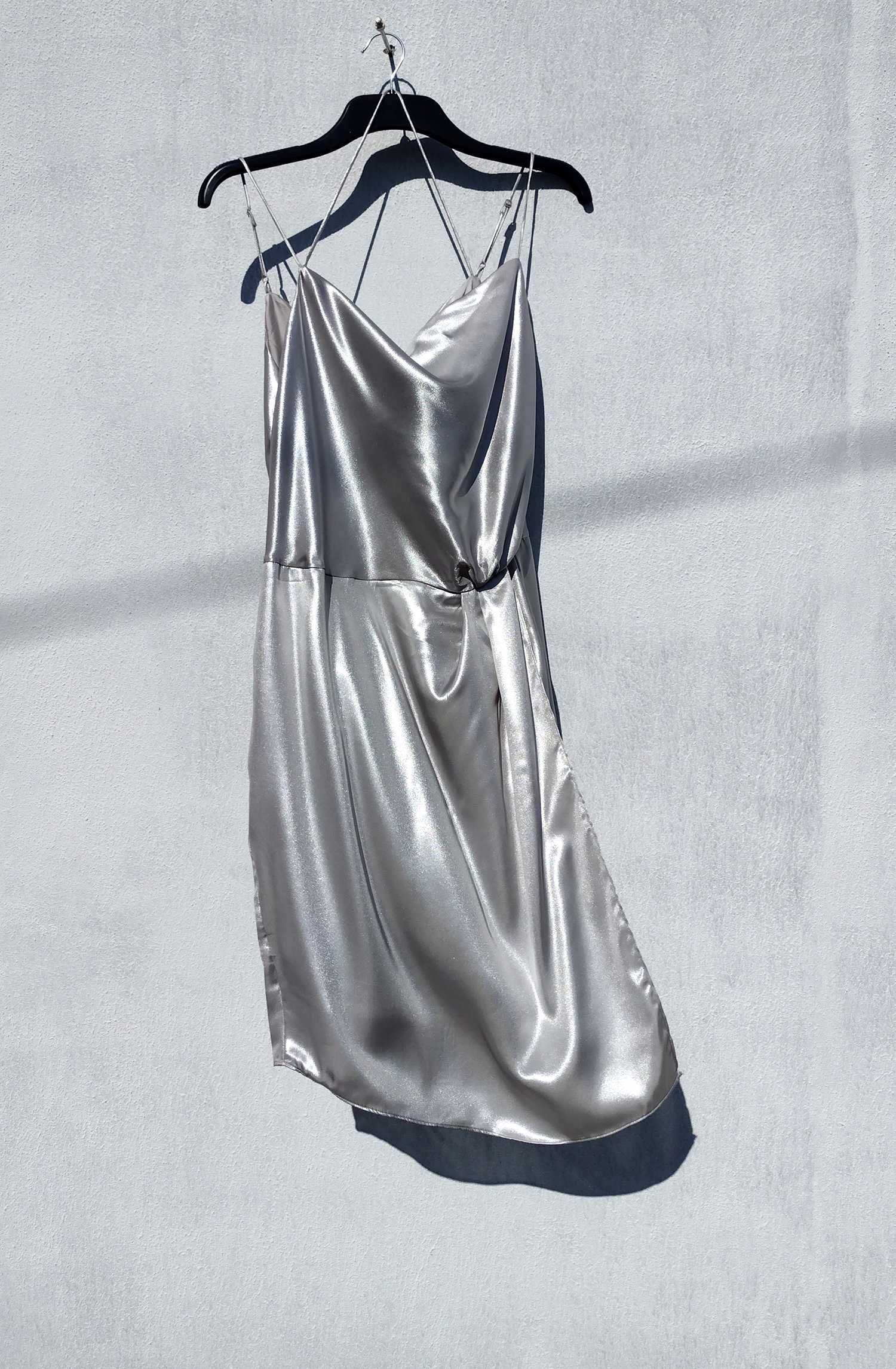 Новое элегантное серебристое коктейльное платье H&M L XL