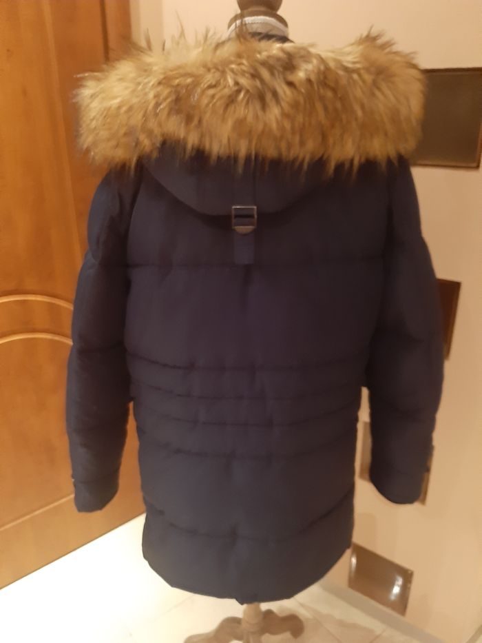 Płaszcz kurtka Zara man M L ciepła puchowa kaptur futerko sztuczne
