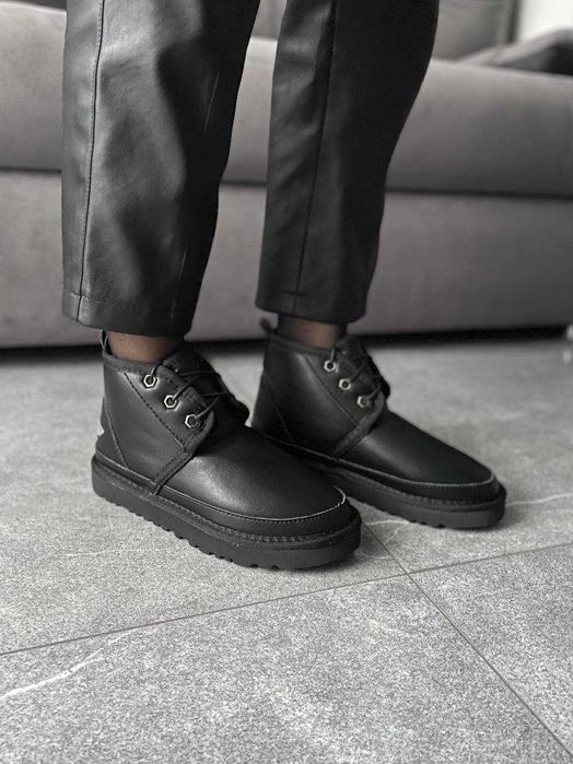 Уггі 36-45 UGG Neumel Leather Black White premium угги шкіряні