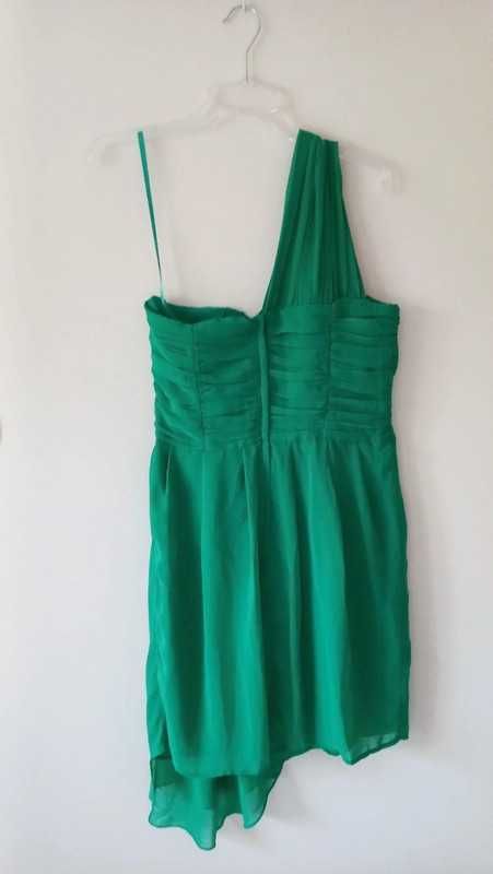 Zielona sukienka wieczorowa na jedno ramię H&M 42/44