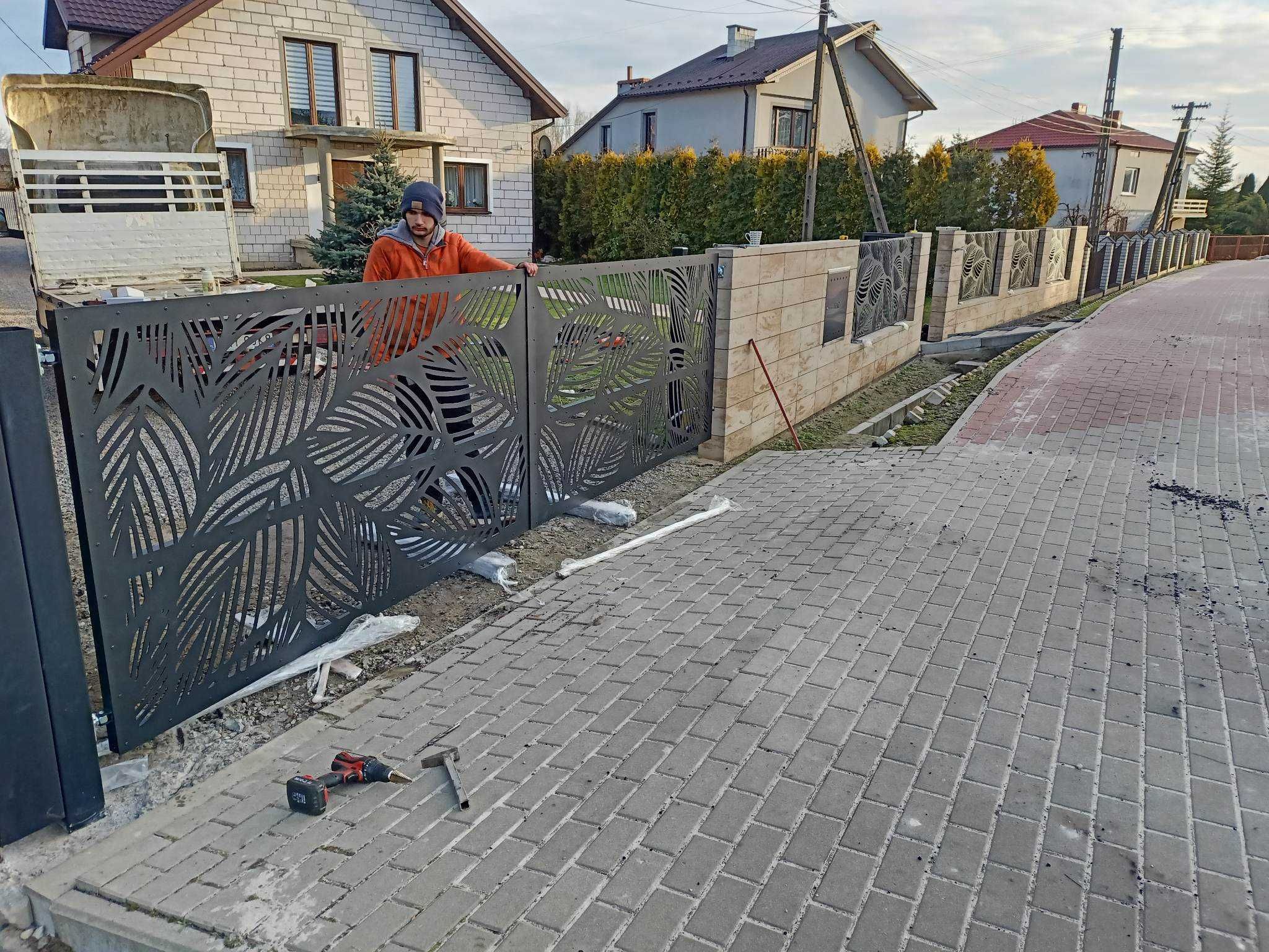 Brama wypalana wycinana laserowo CNC nowoczesna blacha 3mm ocynk