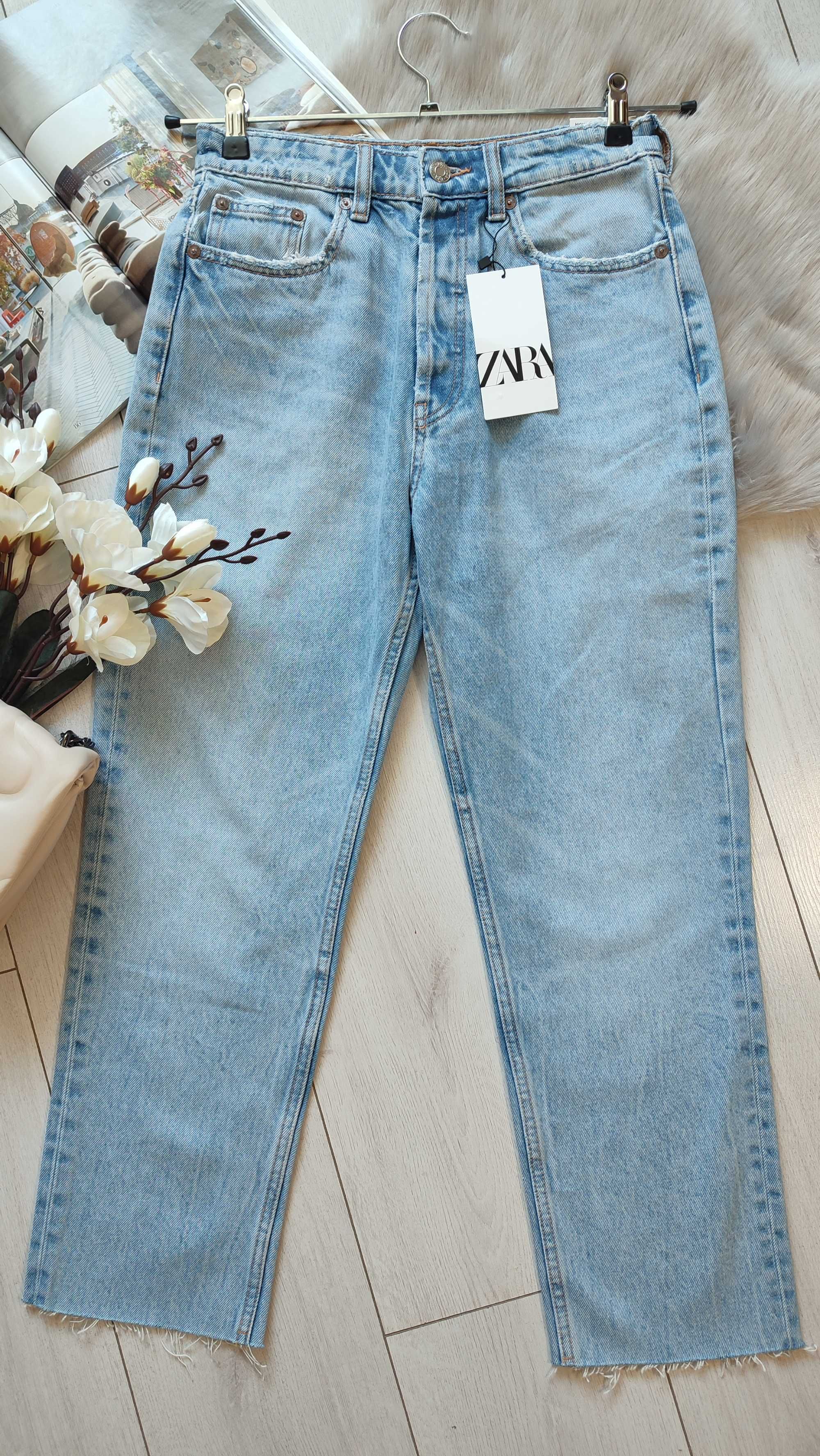 Прямые джинсы с высокой посадкой от zara, 36, 42р, оригинал
