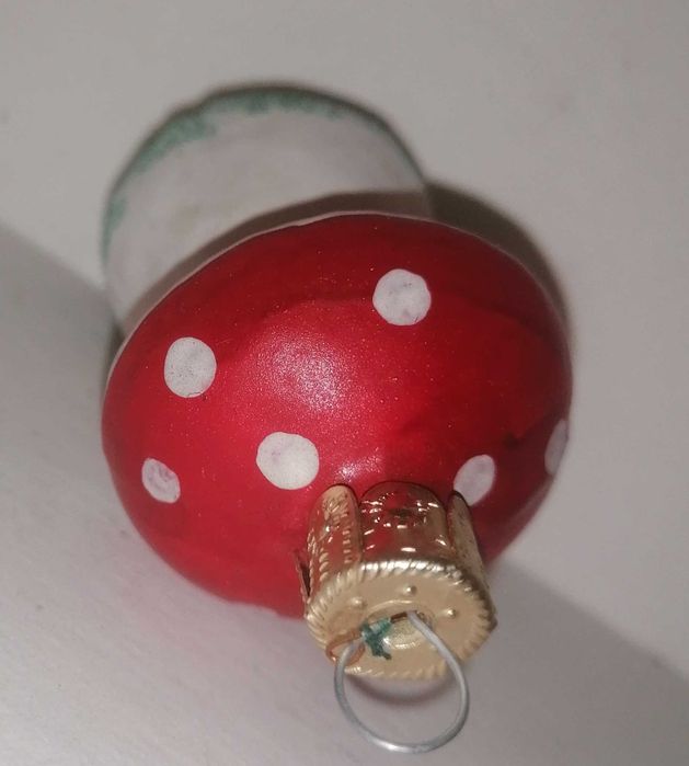Bombka na choinkę PRL unikat retro art deco bąbka grzybek muchomor