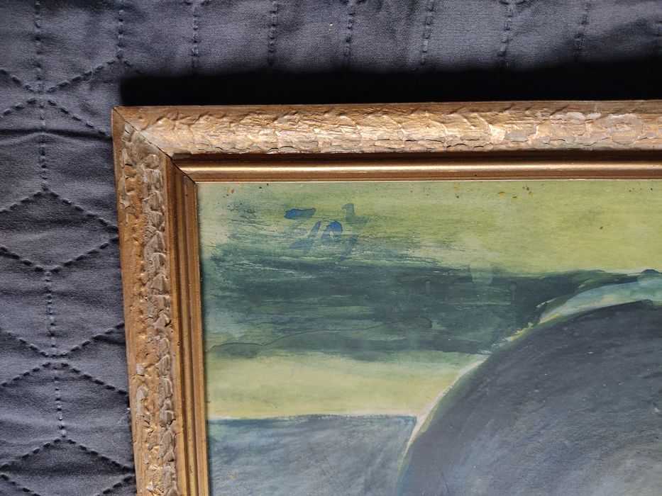 "Słoneczniki"-przepiękny obraz -akwarela za szkłem!