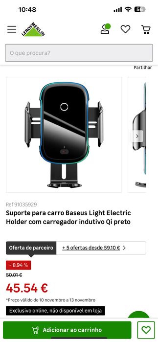 Suporte para telenovel Baseus com carregador indutivo