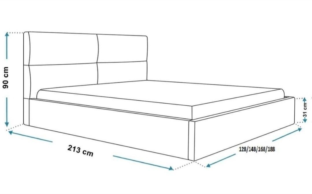 Łóżko tapicerowane z podnoszonym stelażem 120/140/160/180x200 WIKI