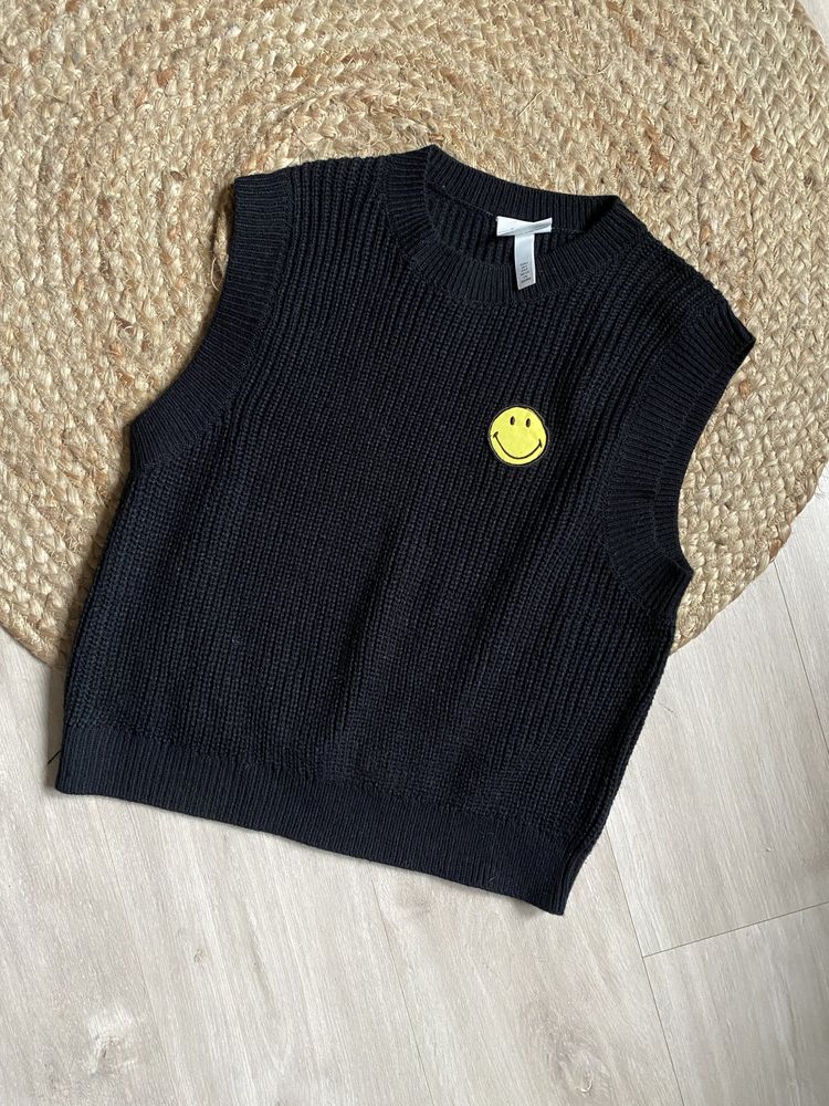 Kamizelka sweter bez rękawów z emoji Smiley x H&M S