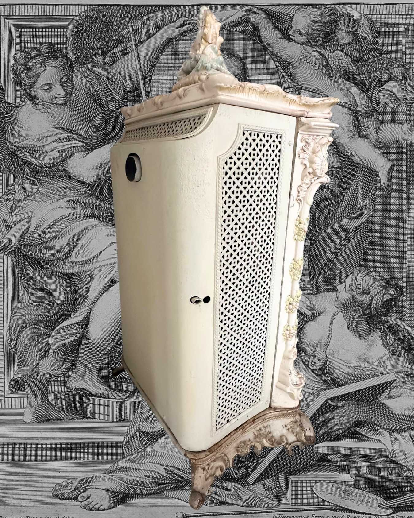 Majolika, kominek Mettlach - Villeroy & Boch z ok. 1890 roku