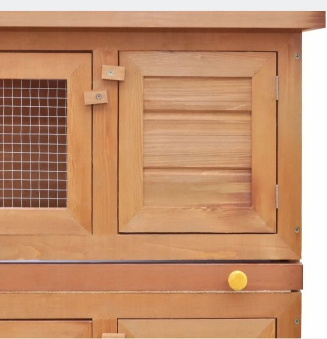 Klatka dla królików i małych zwierząt, 4 drzwiczki, drewniana